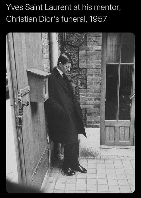 [ART] Yves Saint Laurent at Christian Diors funeral circa 1957.